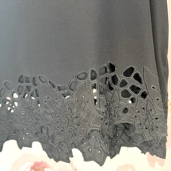 🖤Joie 100% Silk Black Camisole Tank Top with Floral Cutout Designs - Picture 4 of 6